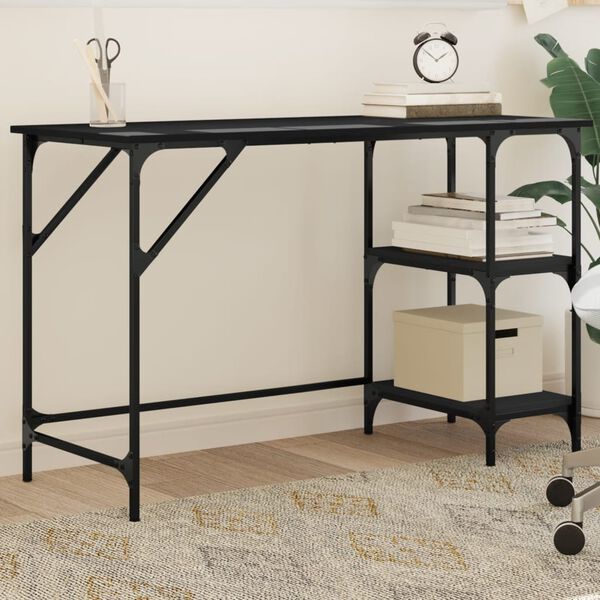 vidaXL Desk Black Engineered wood, metal Medium Adjustable Feet