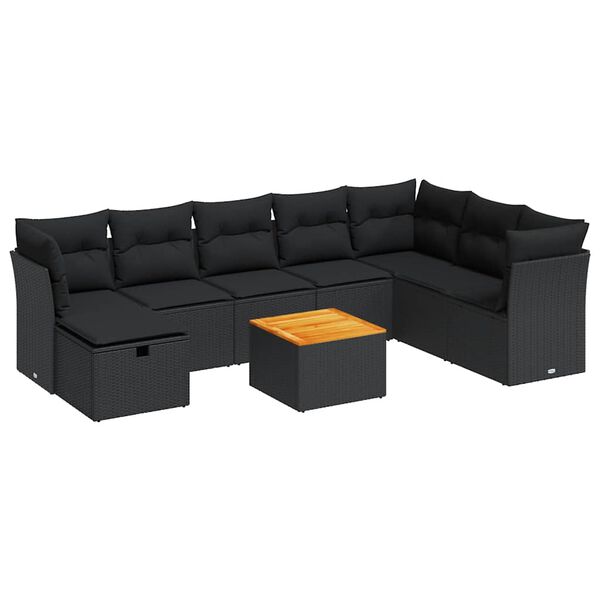 vidaXL Garden Sofa Set Black PE rattan Large Modular Garden Sofa Set