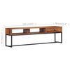 vidaXL TV Cabinet Natural and Black Solid Acacia Wood, Powder-Coated Steel