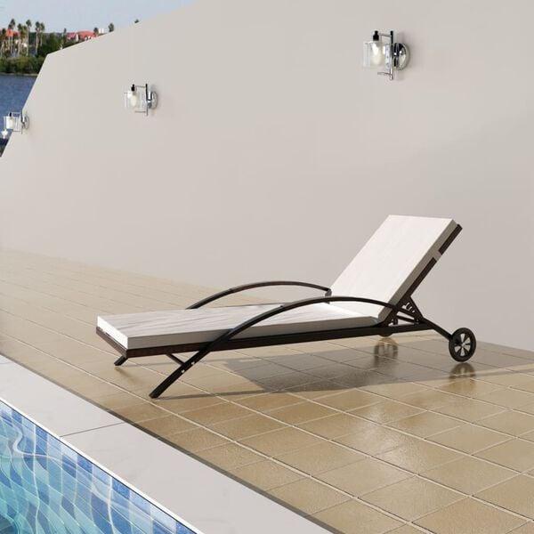 vidaXL Sun Lounger Brown PE Rattan Standard Height-Adjustable