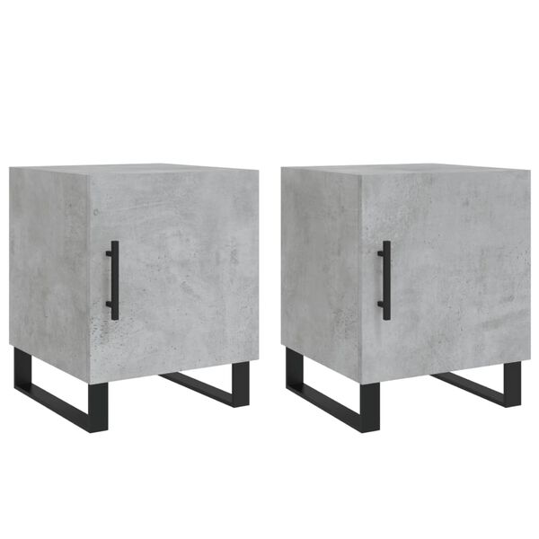vidaXL Bedside Cabinet Set of 2 Concrete Grey Engineered wood Medium