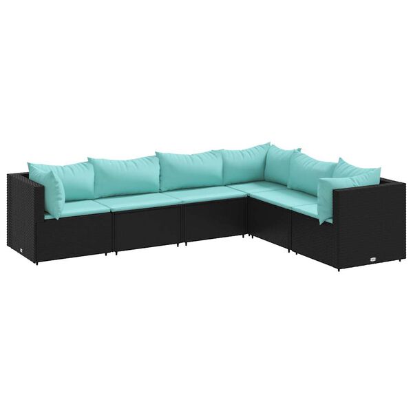 vidaXL Patio Lounge Set Black, Water Blue