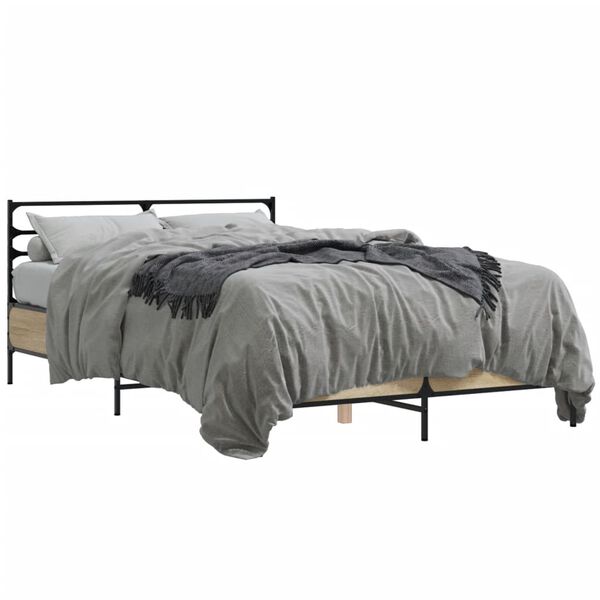 vidaXL Bed Frame Sonoma oak Engineered wood, metal Full Bed Frame