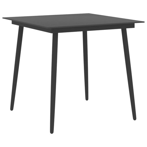 vidaXL Garden Table Black Powder-coated steel, glass 31.5 x 31.5 x 29.1 in