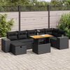 vidaXL Garden Sofa Set Black Poly Rattan Medium Adjustable Feet