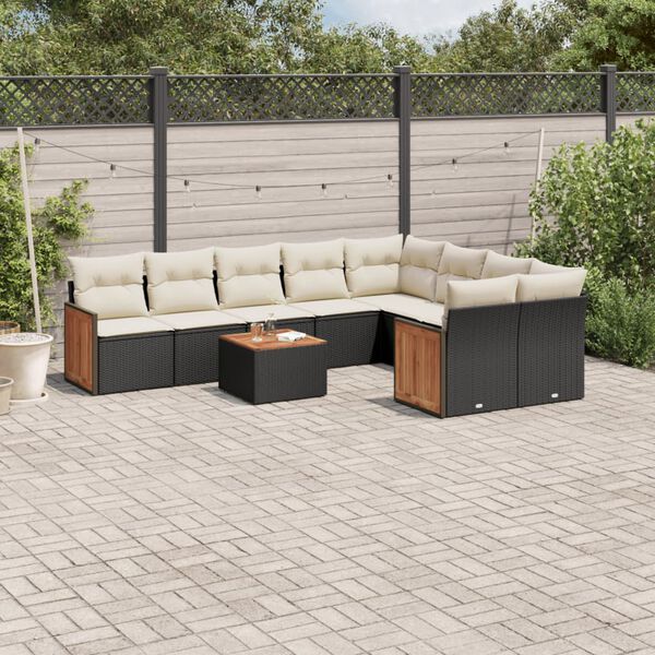 vidaXL Garden Sofa Set Black, Cream