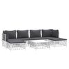 vidaXL Garden Lounge Set White Woven fabric, powder-coated steel, textilene