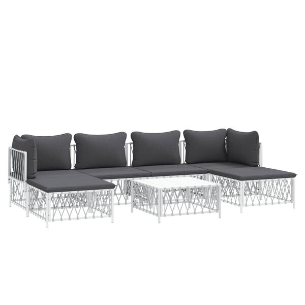 vidaXL Garden Lounge Set White Woven fabric, powder-coated steel, textilene