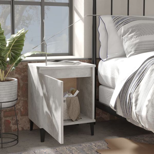 vidaXL Bed Cabinet Set of 2 Concrete Grey Engineered Wood, Metal