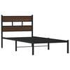 vidaXL Bed Frame Brown oak Steel, engineered wood Twin Bed Frame