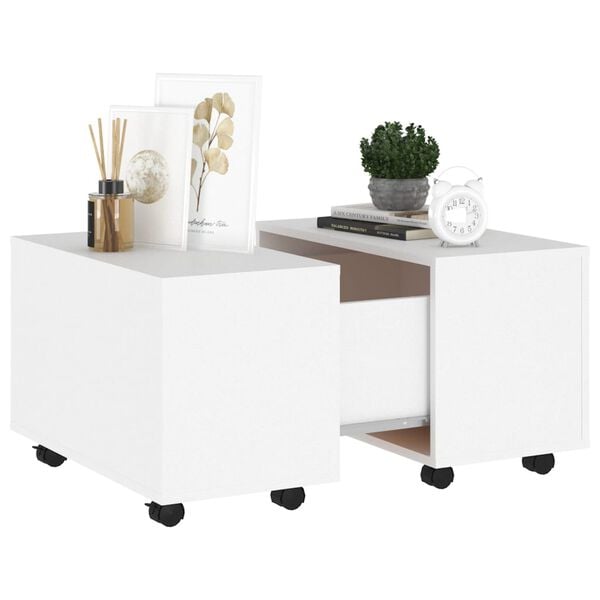 vidaXL Coffee Table White Engineered wood Medium Extendable