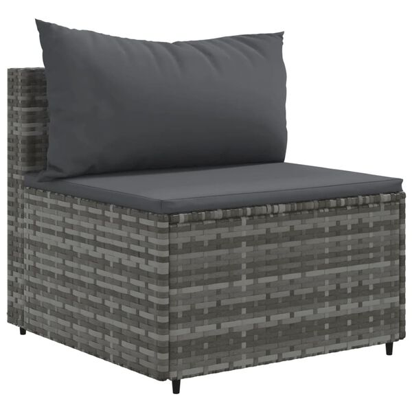 vidaXL Patio Lounge Set Grey PE rattan, powder-coated steel, 100% polyester