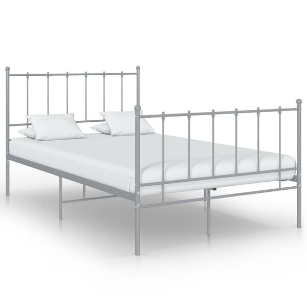 vidaXL Bed Frame Grey Powder-coated metal Double Durable Bed Frame