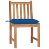 vidaXL Patio Chair Set of 4 Blue cushion, Teakwood Teak wood, Polyester