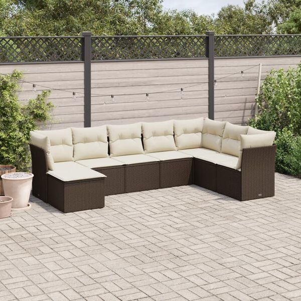 vidaXL Garden Sofa Set Brown, Cream White