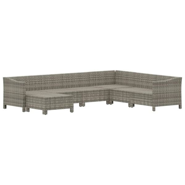 vidaXL Garden Lounge Set Grey PE rattan 7 Piece Set Modular