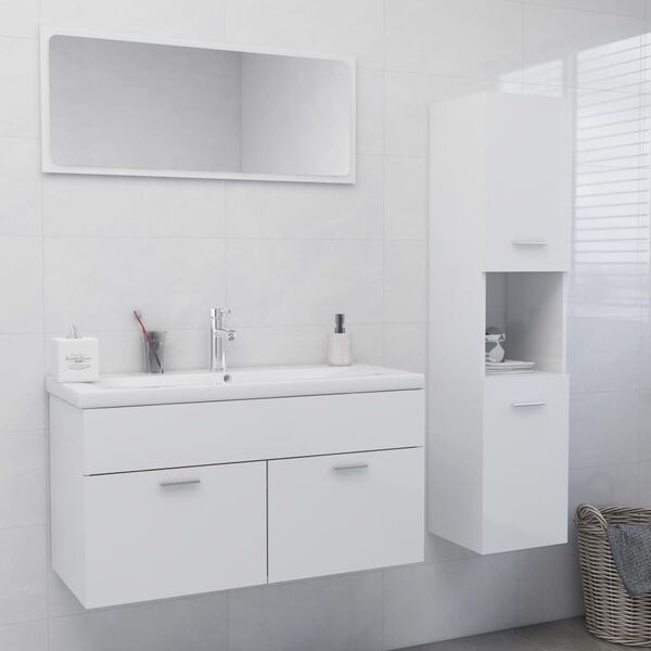 vidaXL Bathroom Furniture Set High gloss white Engineered wood, Acrylic