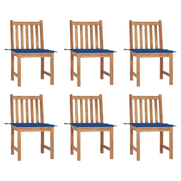 vidaXL Patio Chairs 6 pcs with Cushions Solid Teak Wood