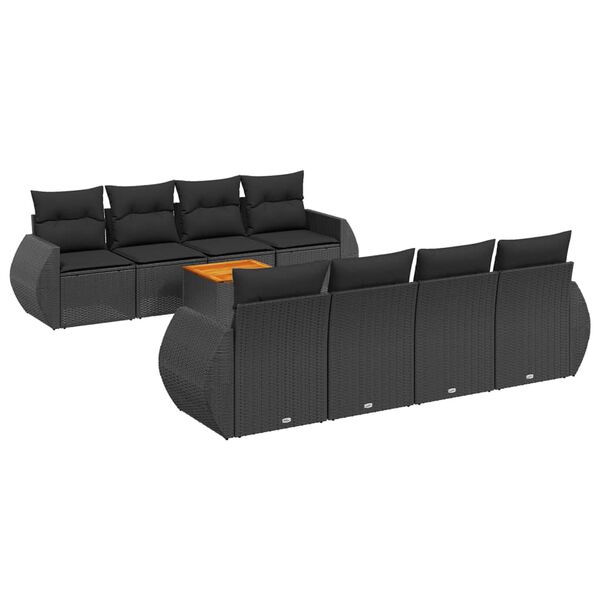 vidaXL Garden Sofa Set Black