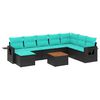 vidaXL 9 Piece Garden Sofa Set with Cushions Black Poly Rattan