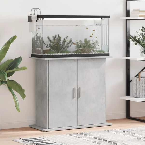 vidaXL Aquarium Stand Concrete grey Engineered wood 32 x 14.2 x 28.7 in