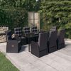 vidaXL Garden Dining Set Black PE rattan, powder-coated steel, glass Large