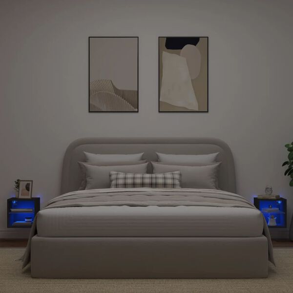 vidaXL TV Wall Cabinet Set of 2 Black Engineered wood, Glass Medium