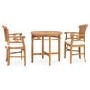 vidaXL Patio Dining Set Set of 2 Teak Wood Solid Teak Wood Medium