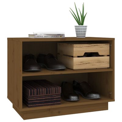 vidaXL Shoe Cabinet Honey Brown 23.6"x13.4"x17.7" Solid Wood Pine