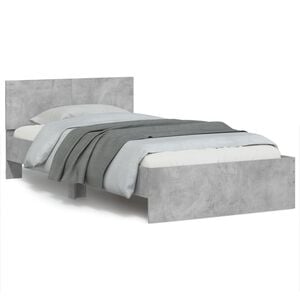 vidaXL Bed Frame without Mattress with Headboard Concrete Gray 39.4"x78.7"