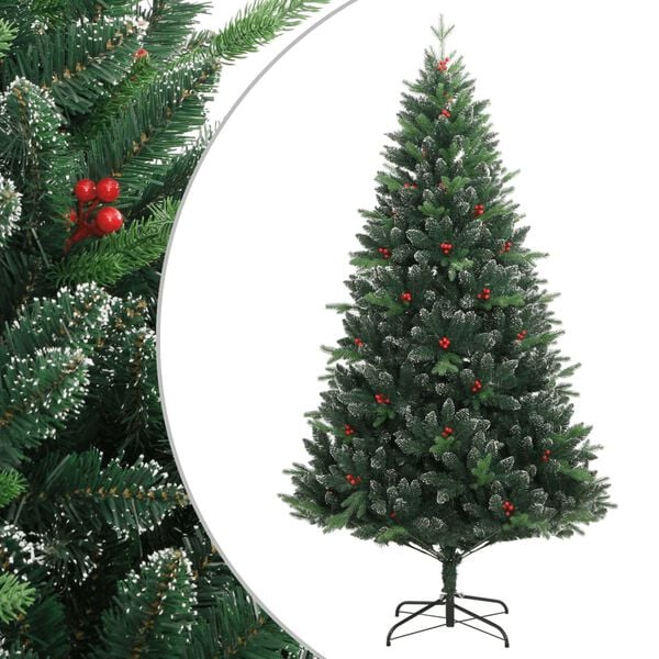 vidaXL Artificial Hinged Christmas Tree Green PVC Large Foldable