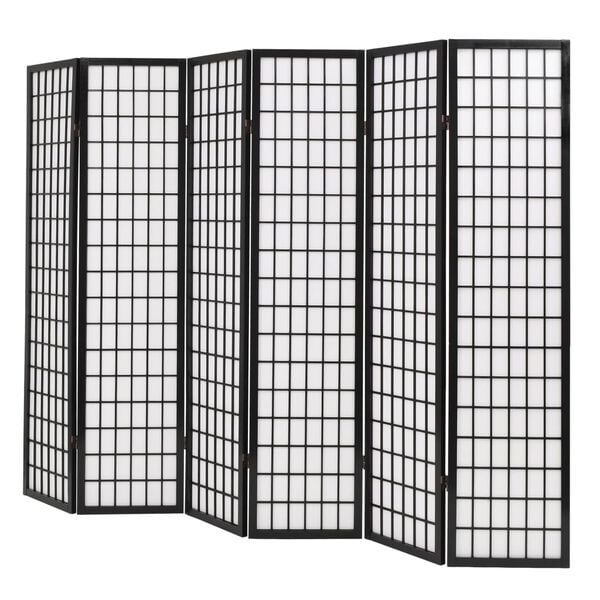 vidaXL Folding 6-Panel Room Divider Japanese Style 94.5"x66.9" Black