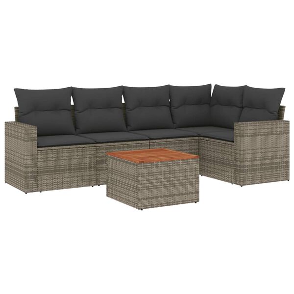 vidaXL Garden Sofa Set Grey PE rattan Large Removable Covers