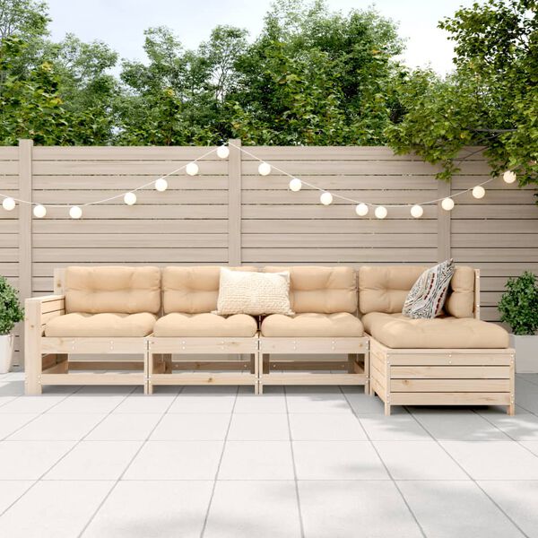 vidaXL Garden Sofa Set Natural wood Solid pine wood Large Modular