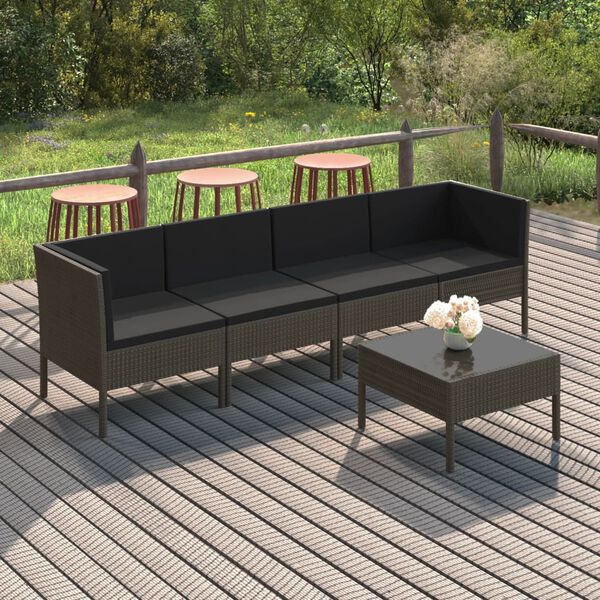 vidaXL Garden Lounge Set Grey/Anthracite PE rattan, powder-coated steel