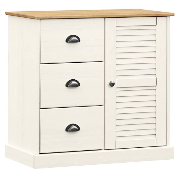 vidaXL Sideboard White Solid pine wood, engineered wood, metal Compact