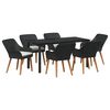vidaXL Garden Dining Set with Cushion 7 pcs Black poly rattan