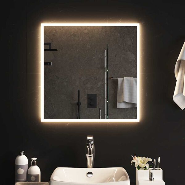 vidaXL LED Bathroom Mirror Glass 23.6 x 23.6 in LED Bathroom Mirror