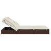 vidaXL Patio Sunbed Brown PE Rattan 2-Person Adjustable Armrests