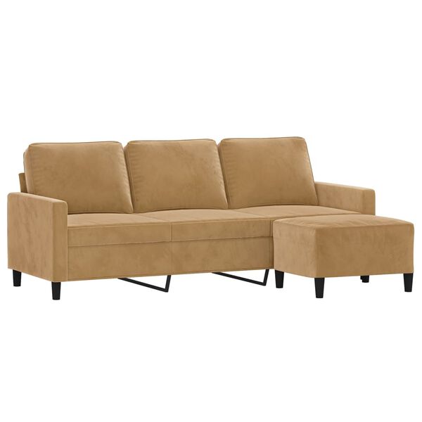 vidaXL 3-seater Sofa With Footstool Brown