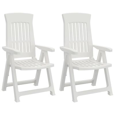 vidaXL Patio Reclining Chairs 2 pcs White PP