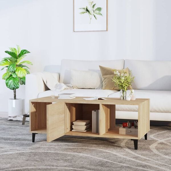 vidaXL Coffee Table Sonoma Oak Engineered Wood 40.2 x 19.7 x 15.7 in