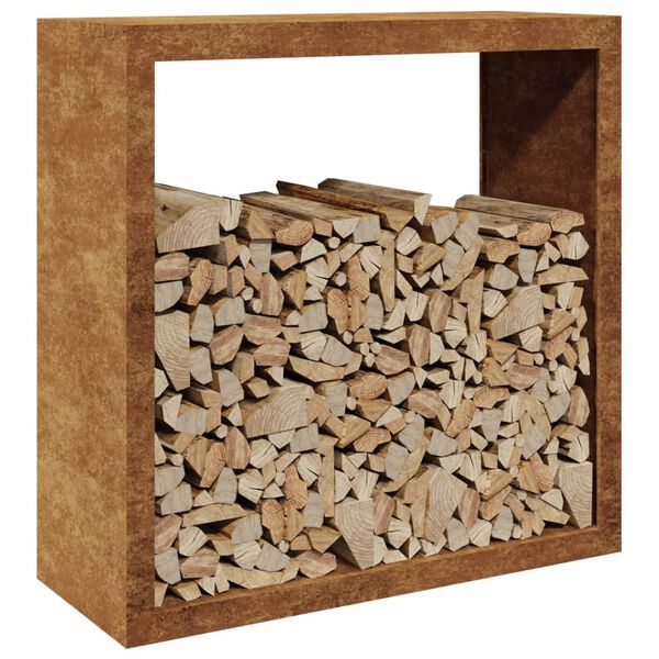 vidaXL Firewood Rack 39.4"x15.7"x39.4" Weathering Steel