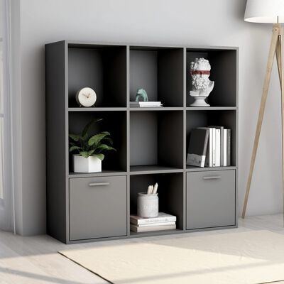 vidaXL Book Cabinet Gray 38.5"x11.8"x38.5" Chipboard
