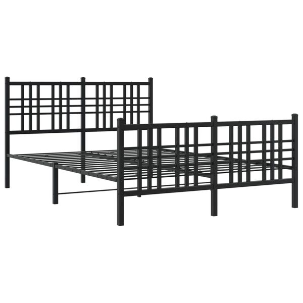 vidaXL Bed Frame Black Steel 54x75 in Bed Frame Rectangular