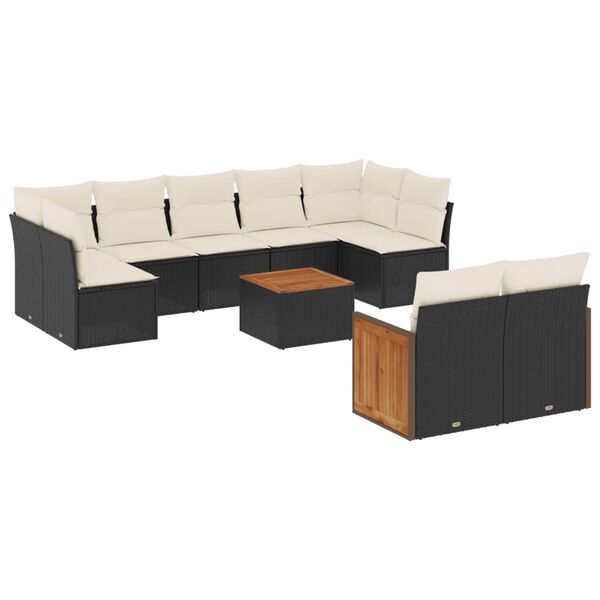 vidaXL Garden Sofa Set Black, Cream White