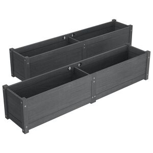 vidaXL Raised Bed Set of 2 Gray Solid pinewood Large Durable Planter