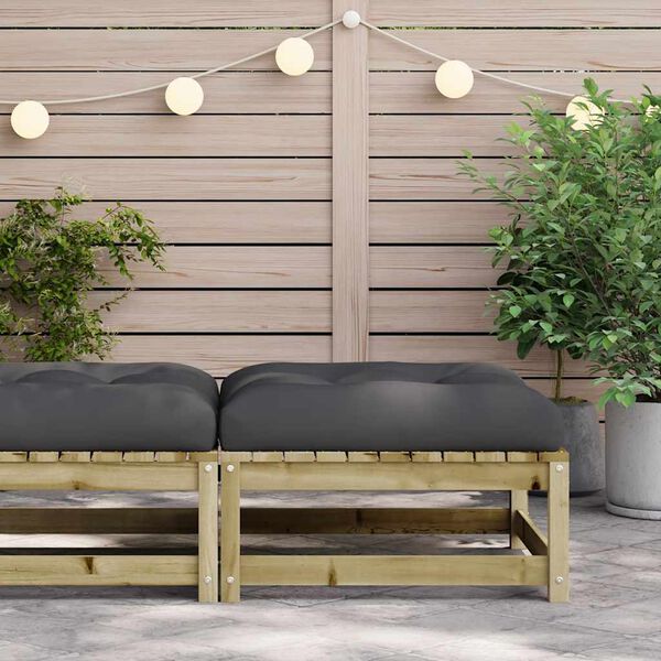vidaXL Patio Footstool with Cushion Impregnated Wood Pine