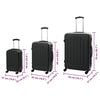 vidaXL Suitcase 3 pcs Black 19.69 x 12.20 x 30.71 in ABS Plastic