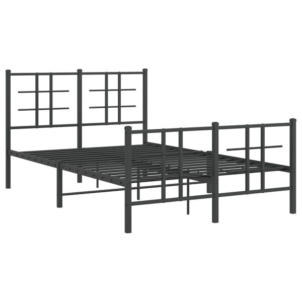 vidaXL Bed Frame Black Powder-Coated Steel Full Bed Frame Rectangular
